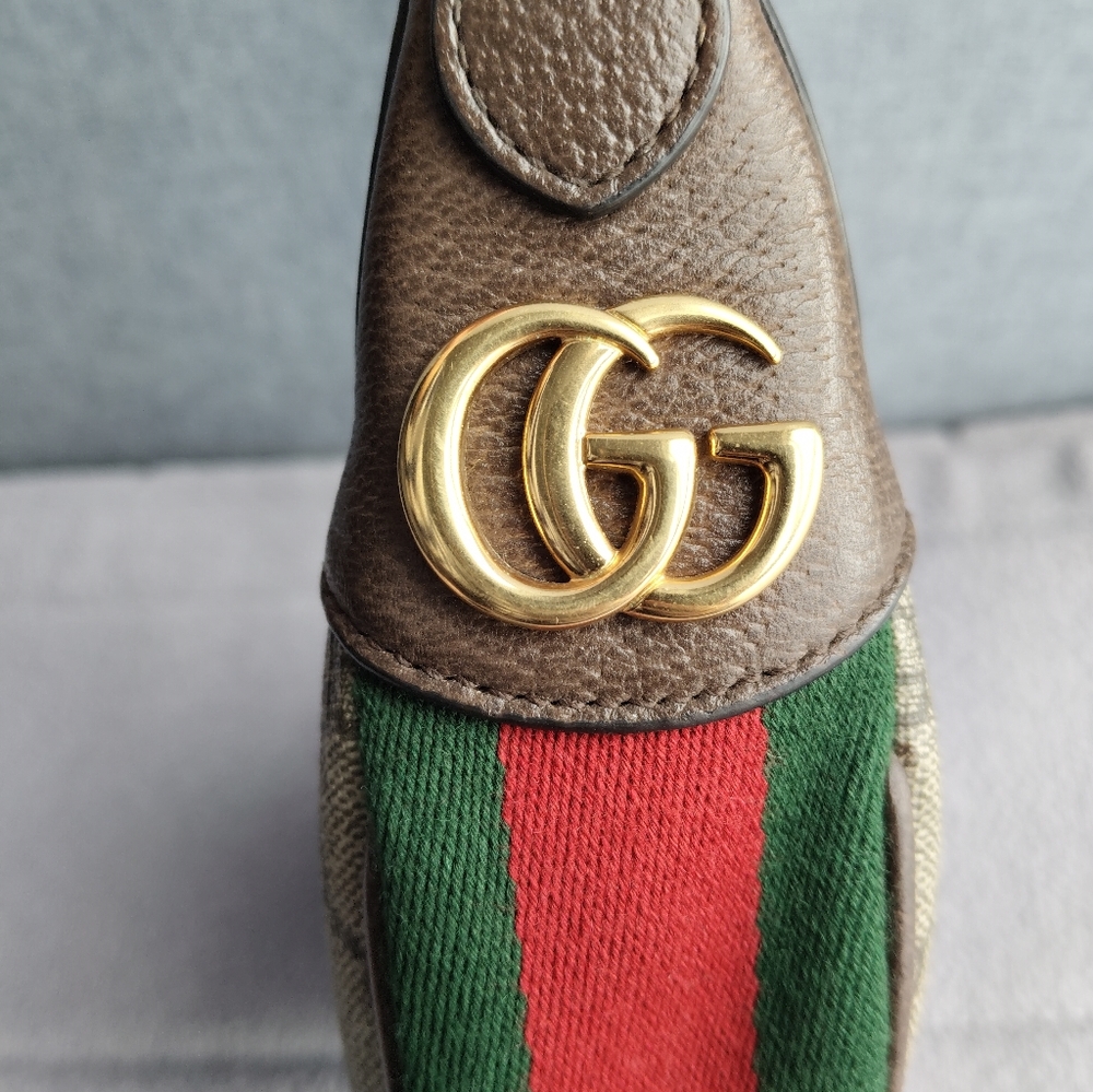 Gucci Brown GG Supreme Crescent Shoulder Bag with Gold Hardware - Picture 10 of 12